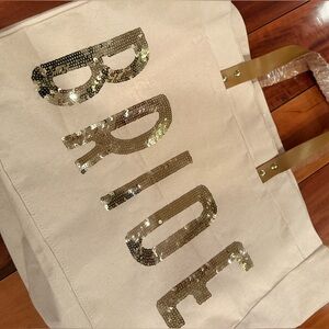 Two New / Unused Bride Bag with Gold Sequins